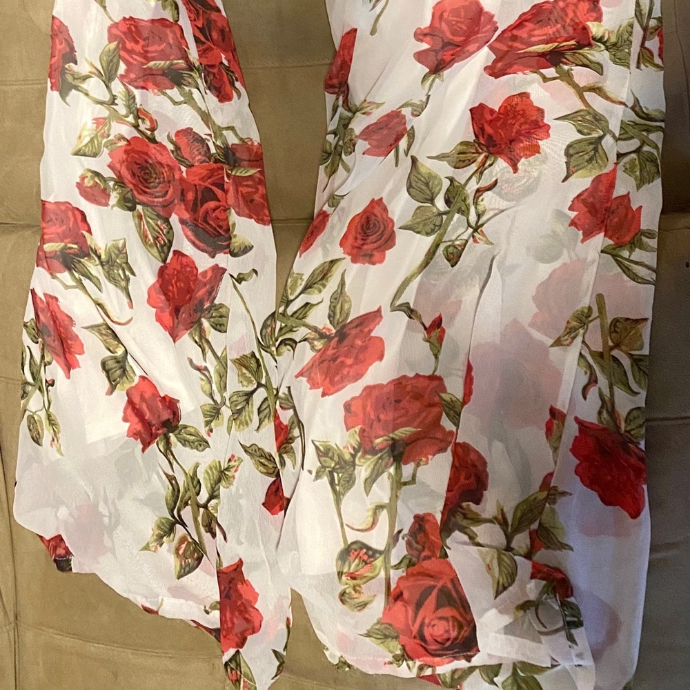 Fashion Nova red rose flare pants